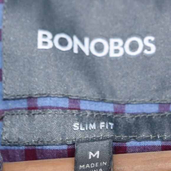 Bonobos Blue Burgundy Check Slim Fit Shirt M - Picture 4 of 6